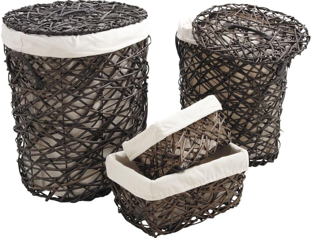 Un panier a linge comporte une partie textile en coton