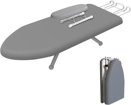 Cette planche de table reunit une partie textile en coton et une structure pliante