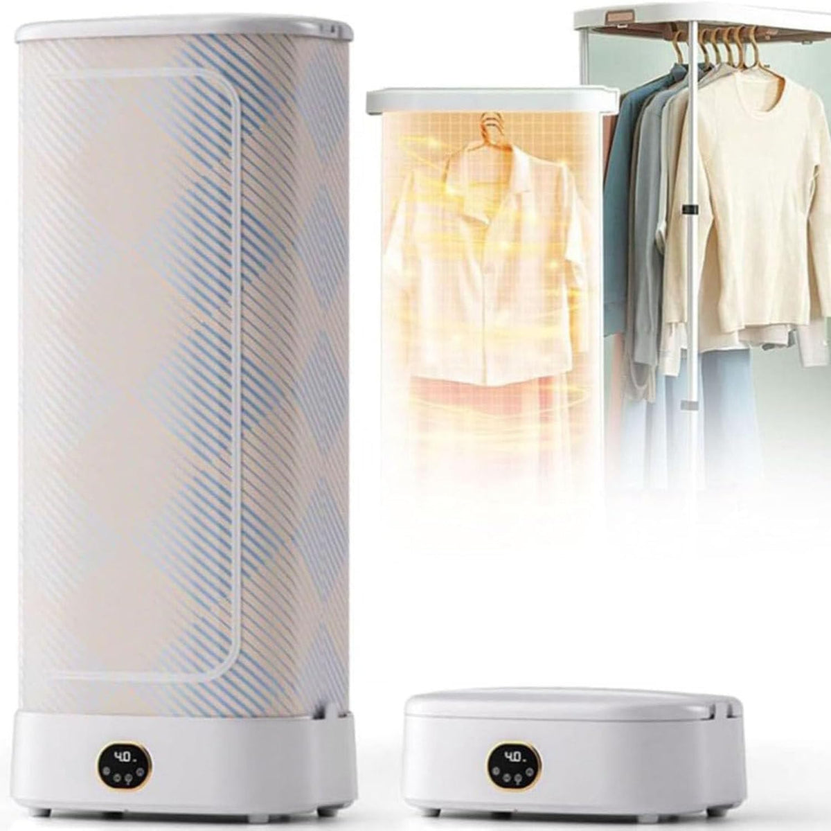 Cette armoire de soin du linge comprend une structure pliante avec des reglages de debit